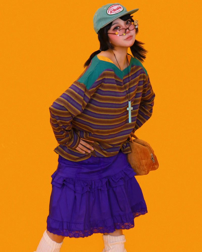 Aoi striped box long T (2color)
