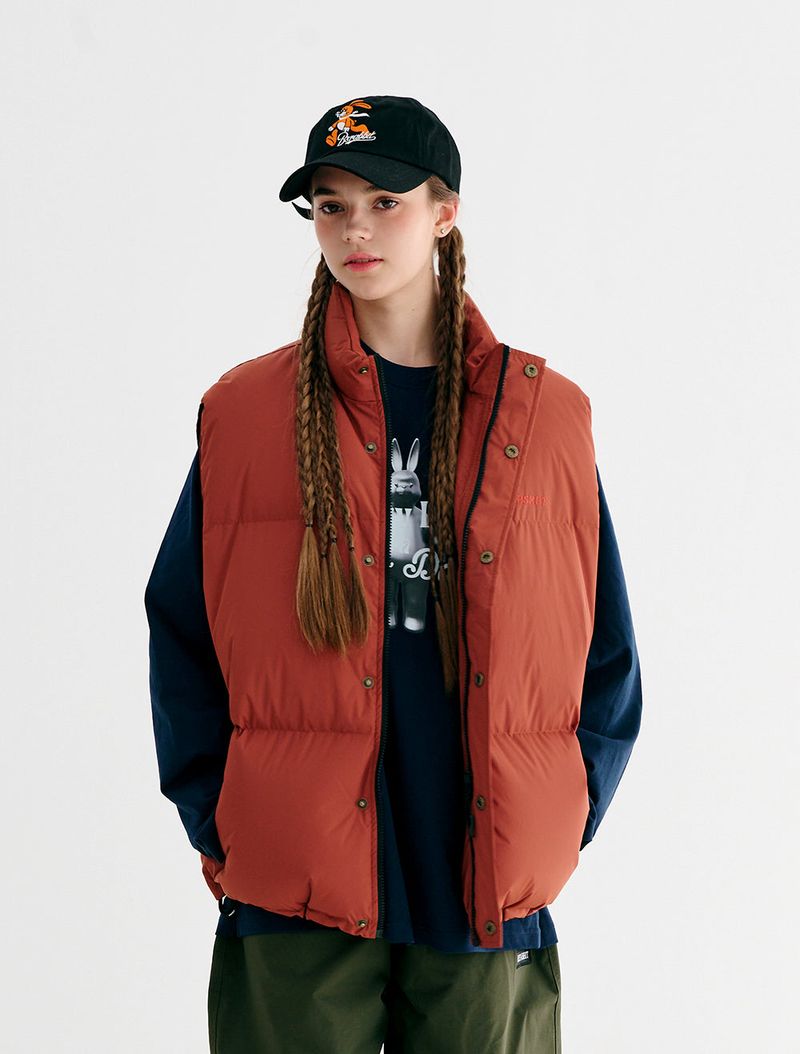 LOGO DOWN PADDING VEST CAMEL