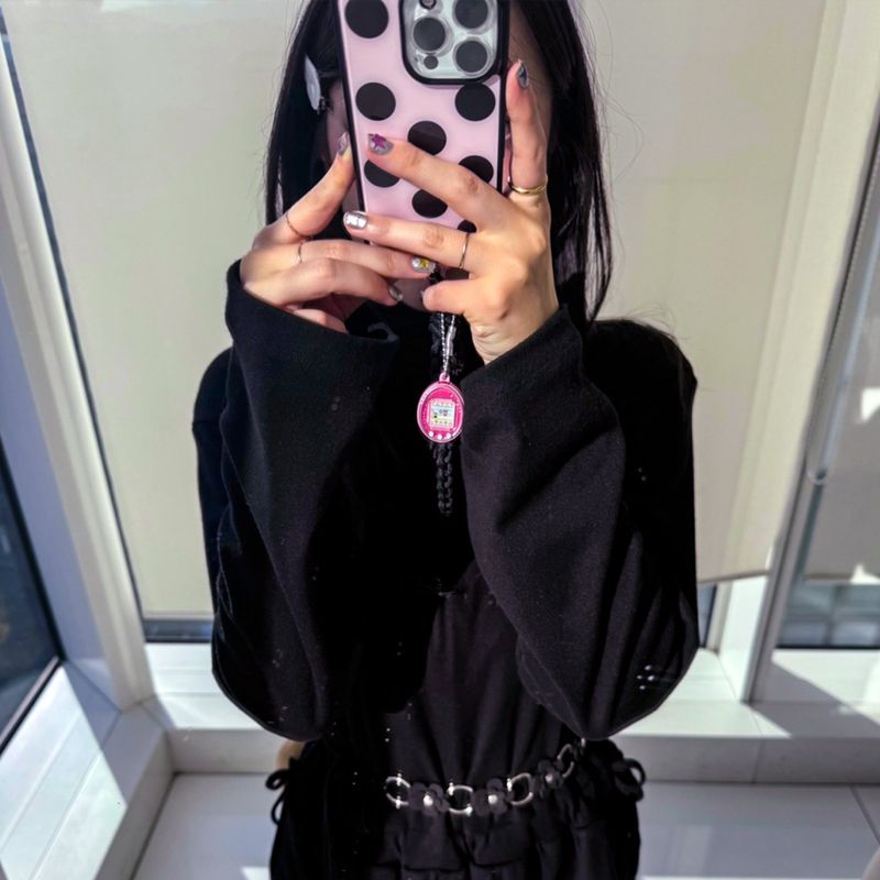 [MADE] L dot. (pinkblack) glass bumper iPhone case