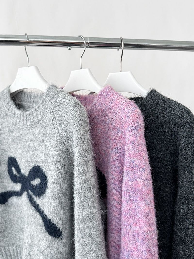 Modi bow wool long-sleeved knitwear