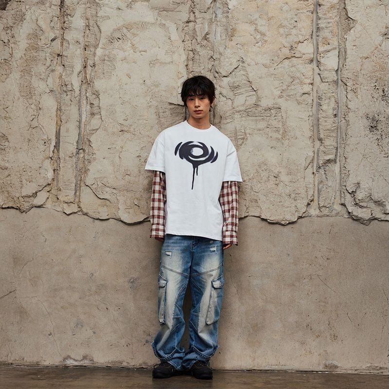 Washed Cargo Denim Detail Pants