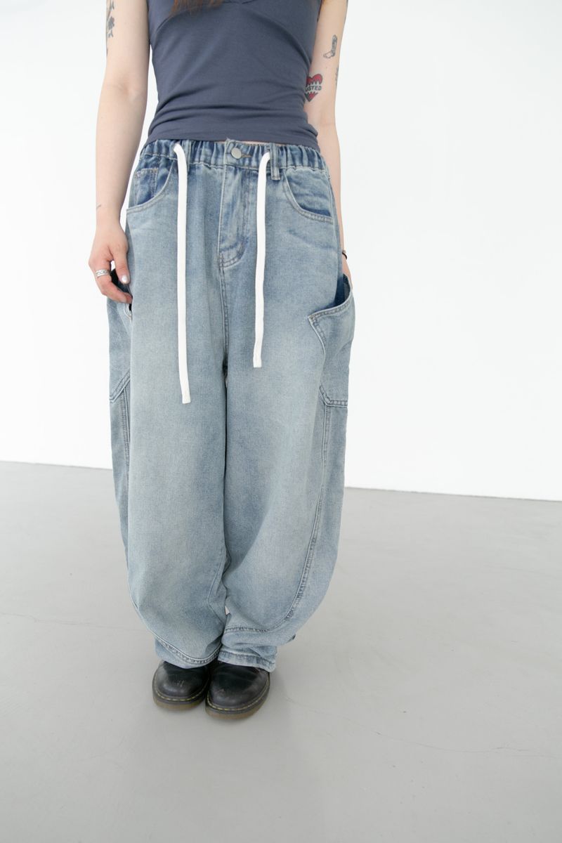 snap point banding denim pants(2colors)