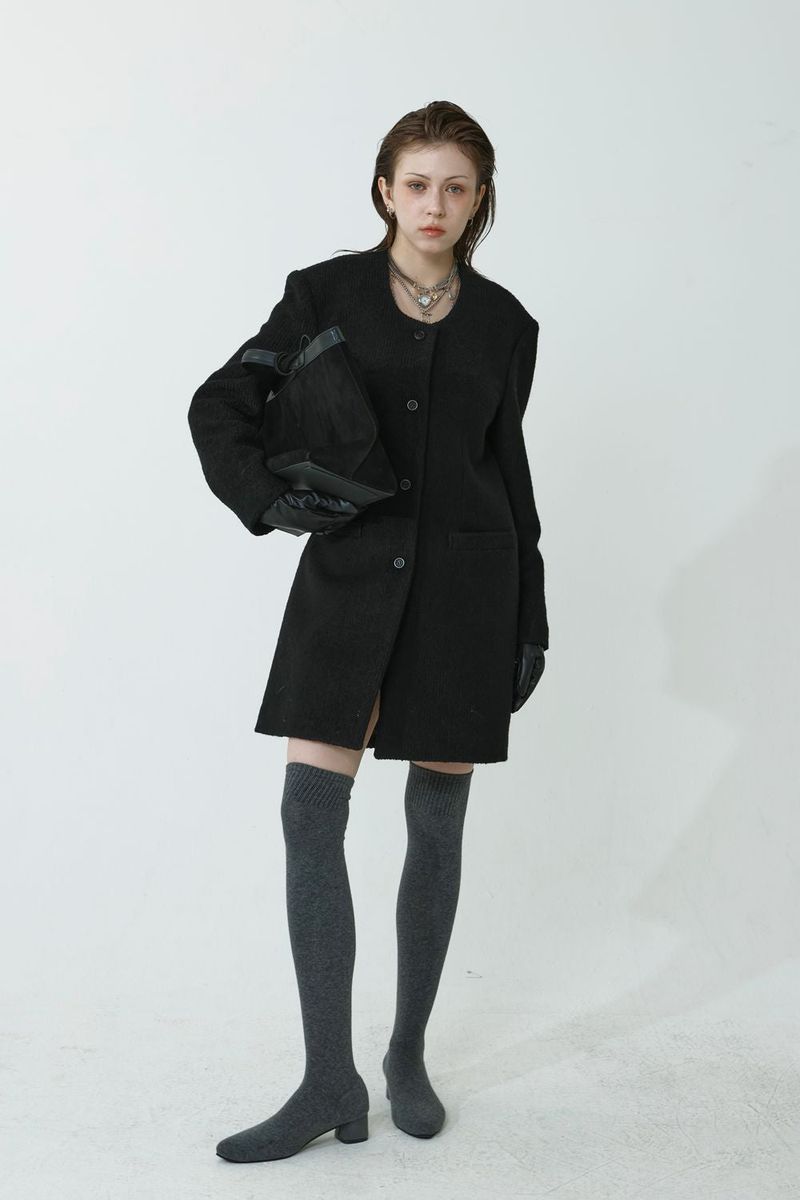 WOOL-LIKE LONG COAT_BLACK