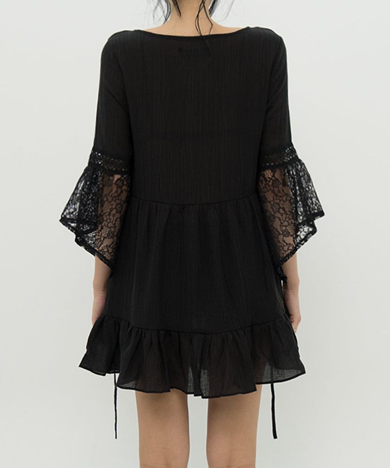 LACE SHEER DRESS _ BLACK