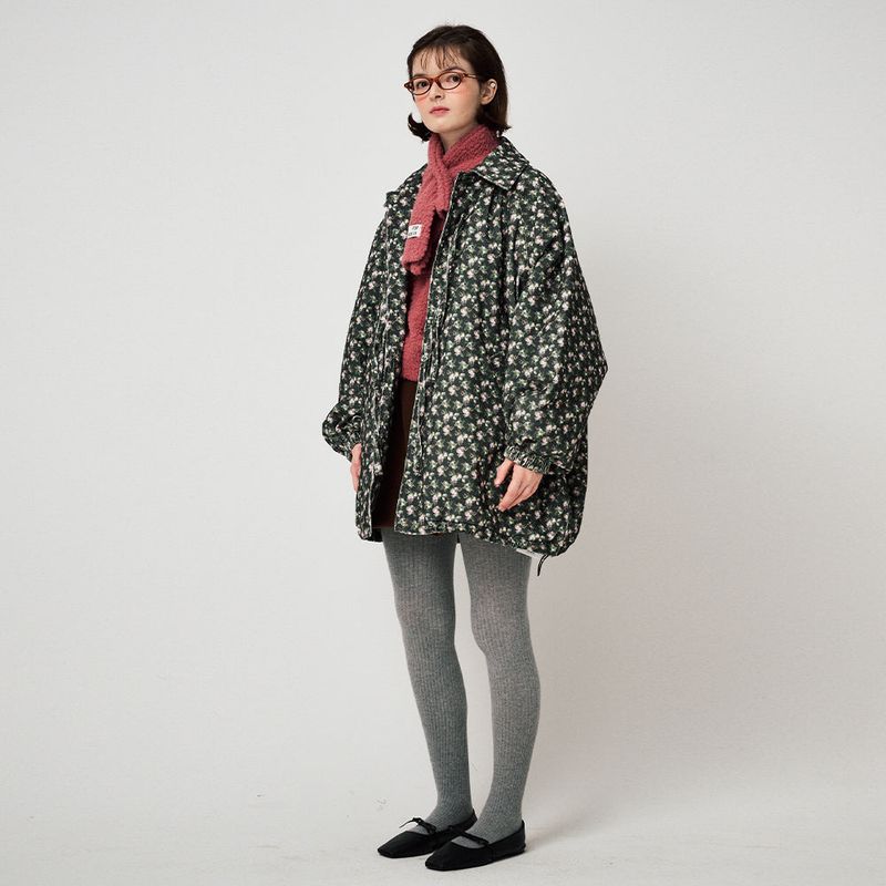 RIBBON PADDED JUMPER, FLORAL BLACK