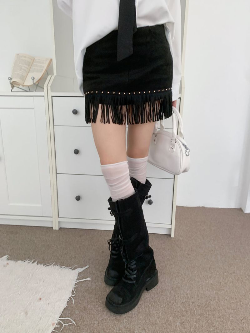 Kelvo Triple Buckle Belt Lace-Up Suede Oversole Long Boots (2 Colors)