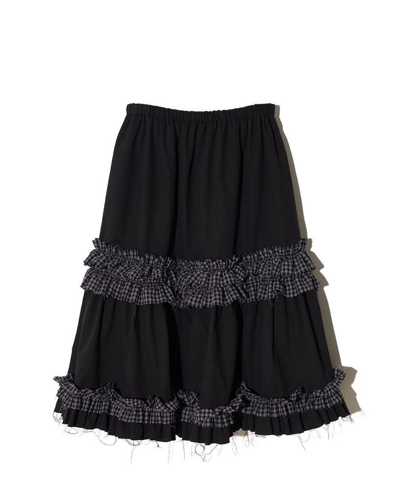 RUFFLE POINT SKIRT - BLACK