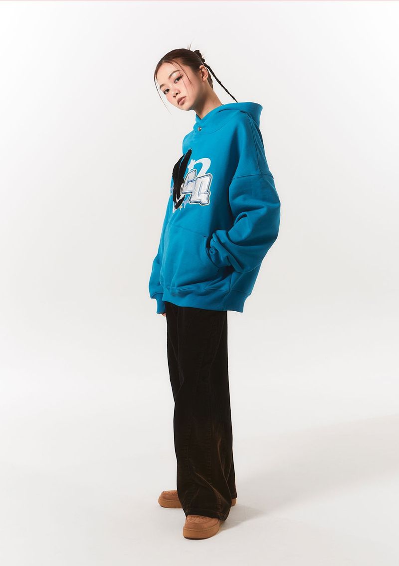 fur bunny planet hoody - blue