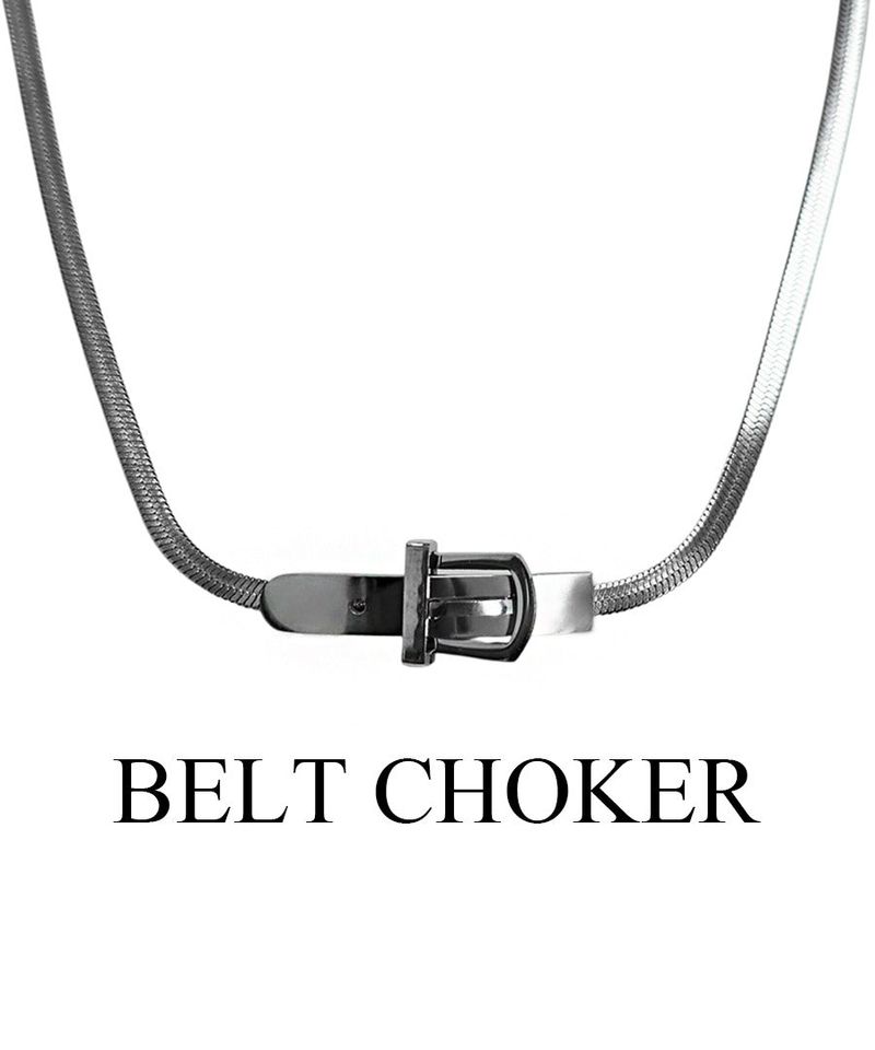 silver belt choker necklace
