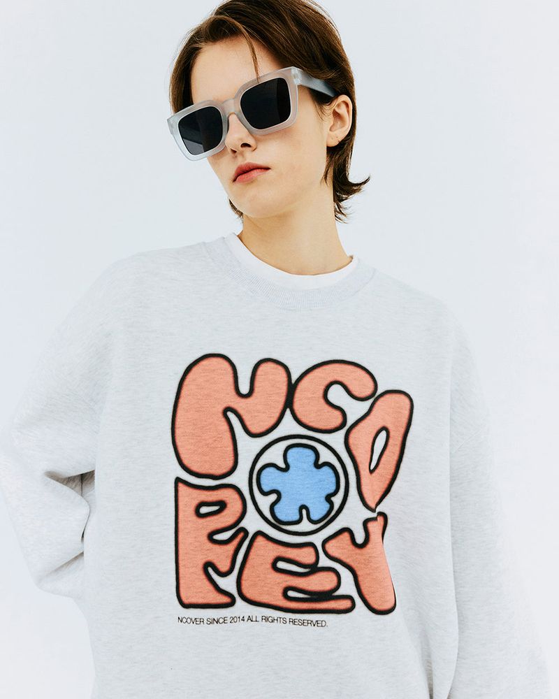 SPREAD NCOVER SWEATSHIRT-WHITE MELANGE