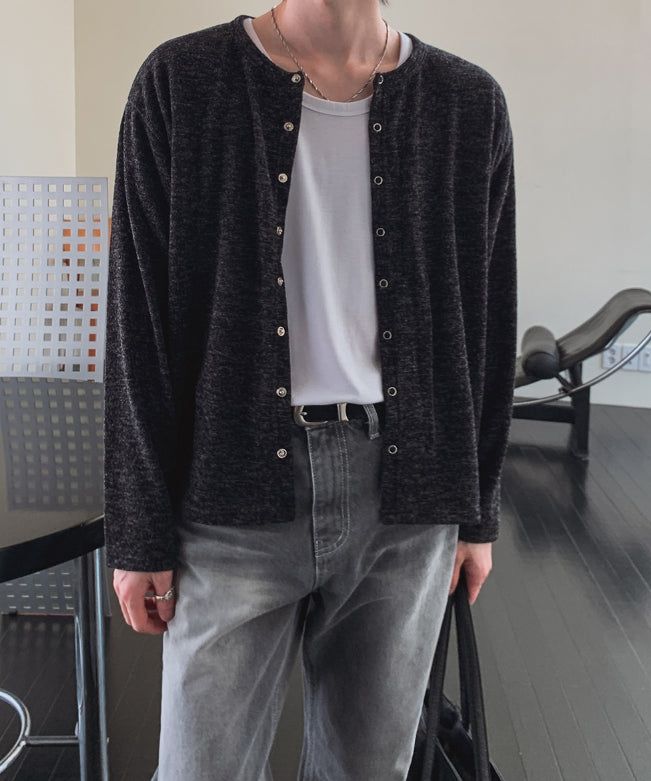 Nova Crop Heathered Round Cardigan