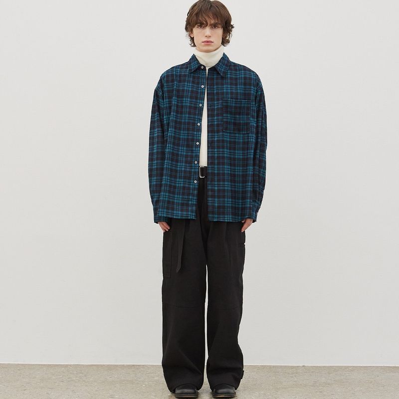 Belted Carpenter Cotton Pants (Black)