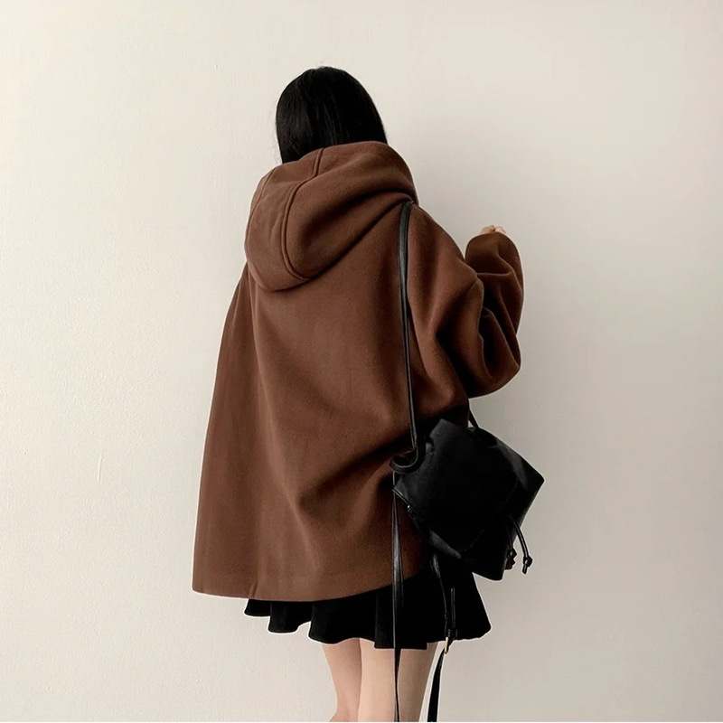 Heel double wool royal boxy pocket hooded coat 