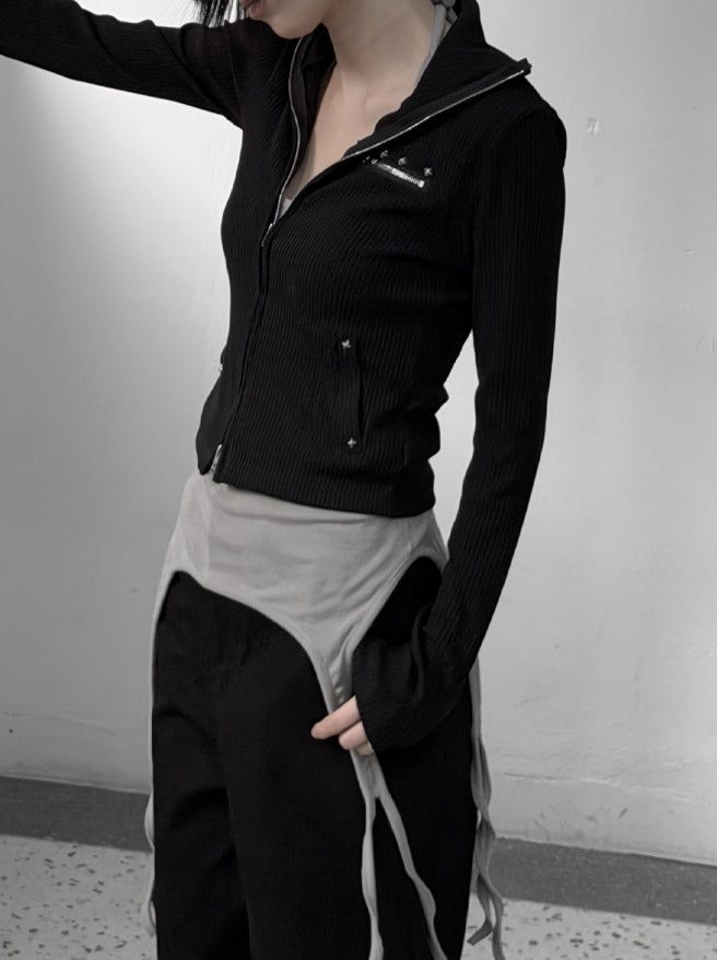 Meryl Stud Two-Way Zip-Up
