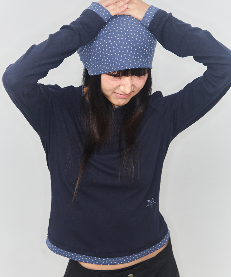 ITZAVIBE(イッザバイブ)の「STAR LAYERED LONG SLEEVE - NAVY(Tops)」