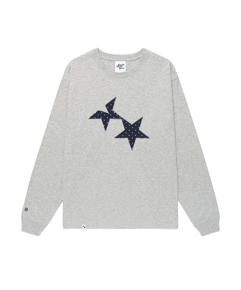 cavish（カビシ）の「TWIN STAR DOT APPLIQUE LS TEE GREY(CV2GSUT556A)（Tops）」