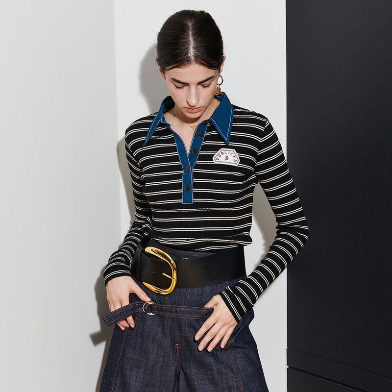 VICTORIA STRIPE TEE, BLACK+WHITE S