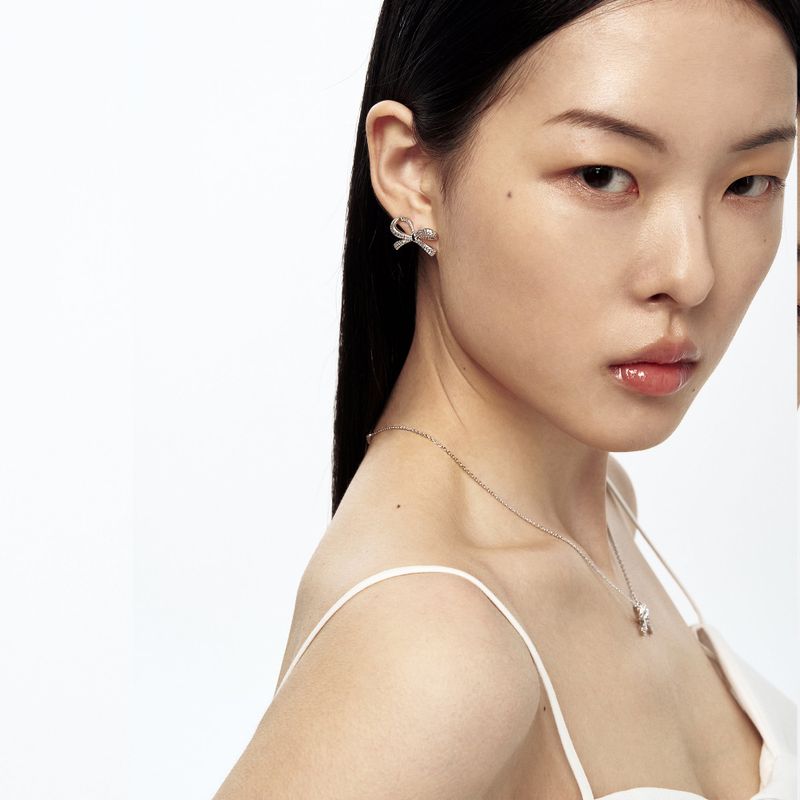 Ribbon Pave Earrings