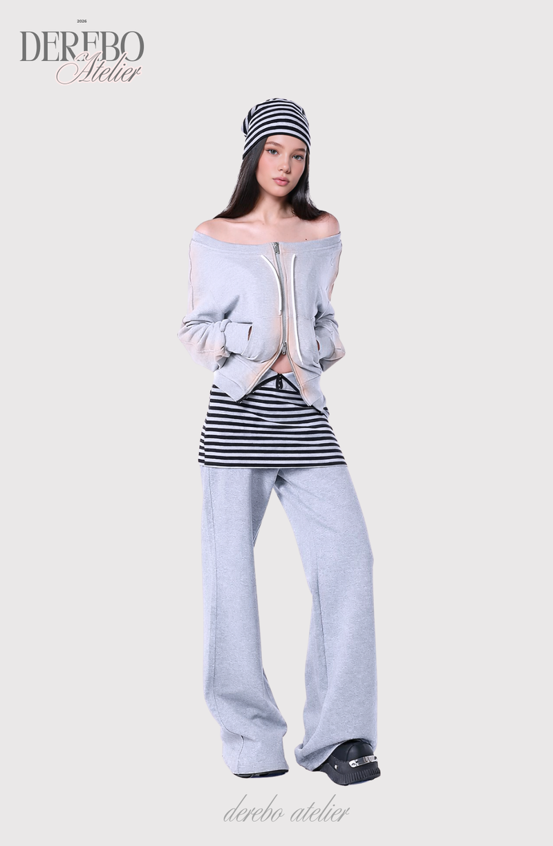 Gradient Off-Shoulder Zip-Up (PANTS)