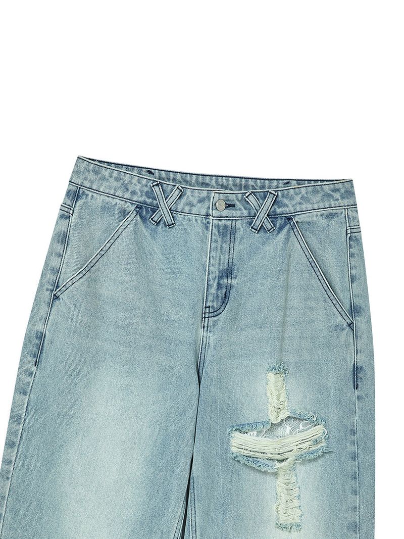 CROSS APLIQUE DENIM LIGHT BLUE
