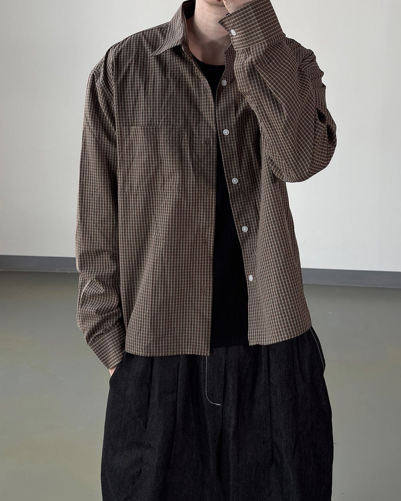 Neric Mini Check Cropped Shirt