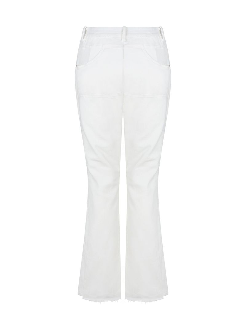 Leg Tissue Semi Bootcut Pants WHITE