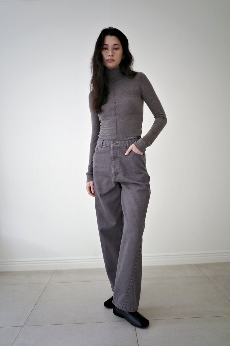Washed straight leg pants, Ash purple