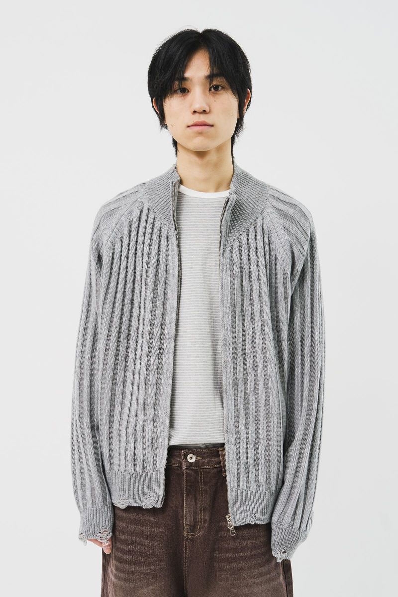 Sep Contrast Knitted Zip Up (3color)
