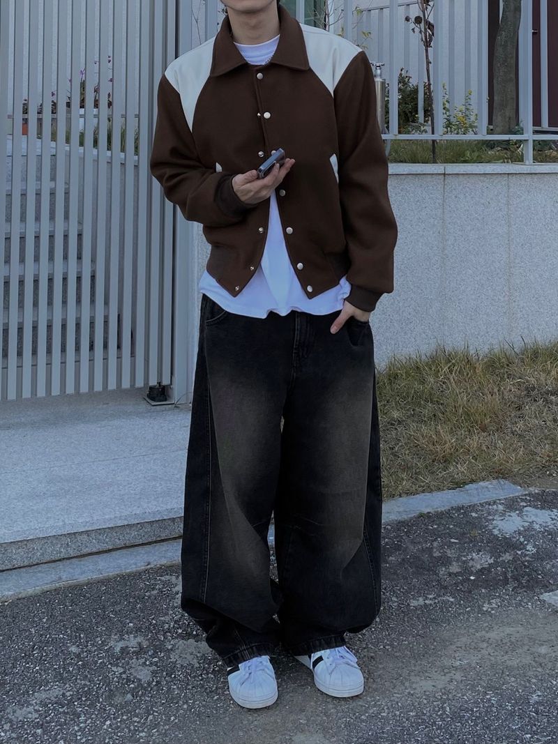 Mud Washing balloon denim pants