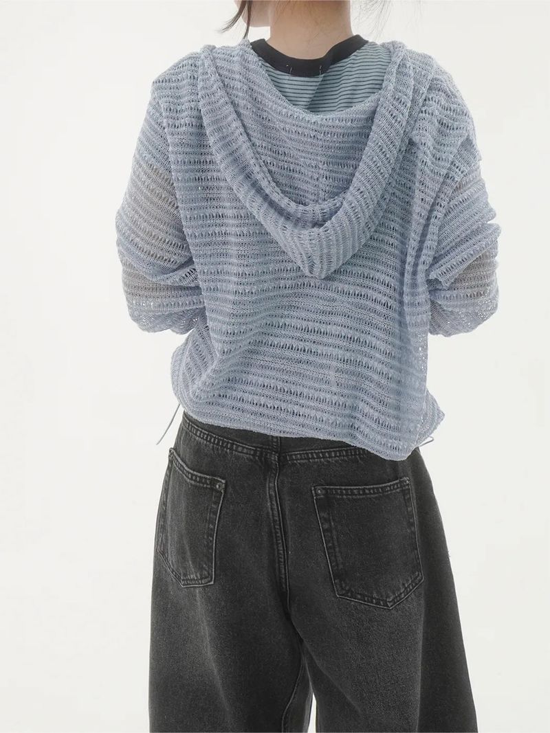 Toy jacquard knit hood zip-up -2C