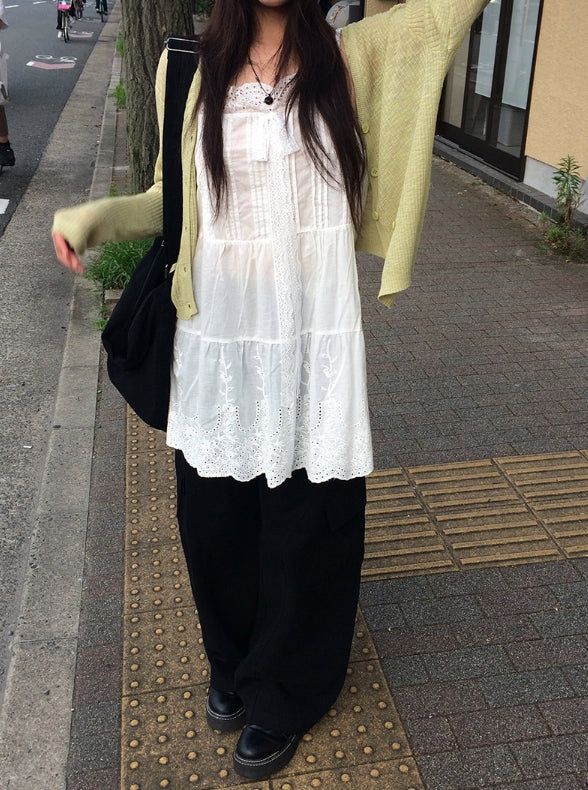 Hyujin Button See-Through Knit Cardigan