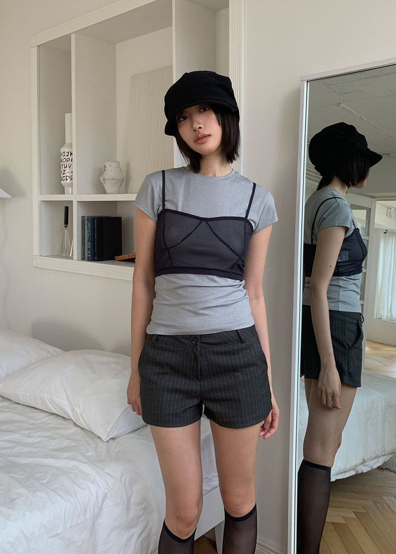 PIN STRIPE LOW SHORTS