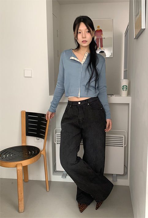 STRIPE BLACK JEANS