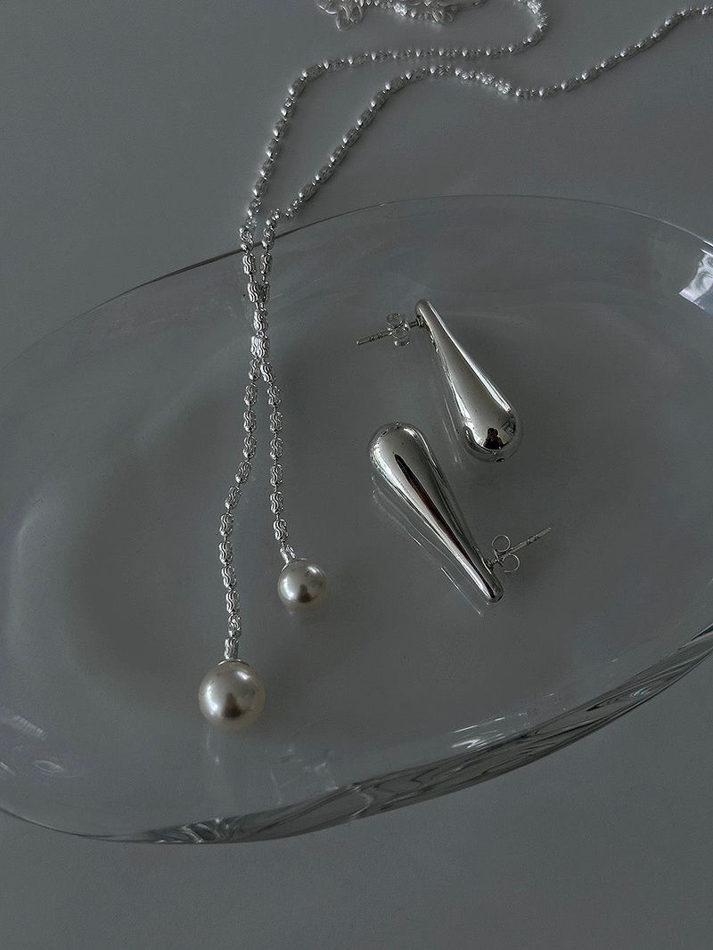 [925silver] V cut drop pearl necklace