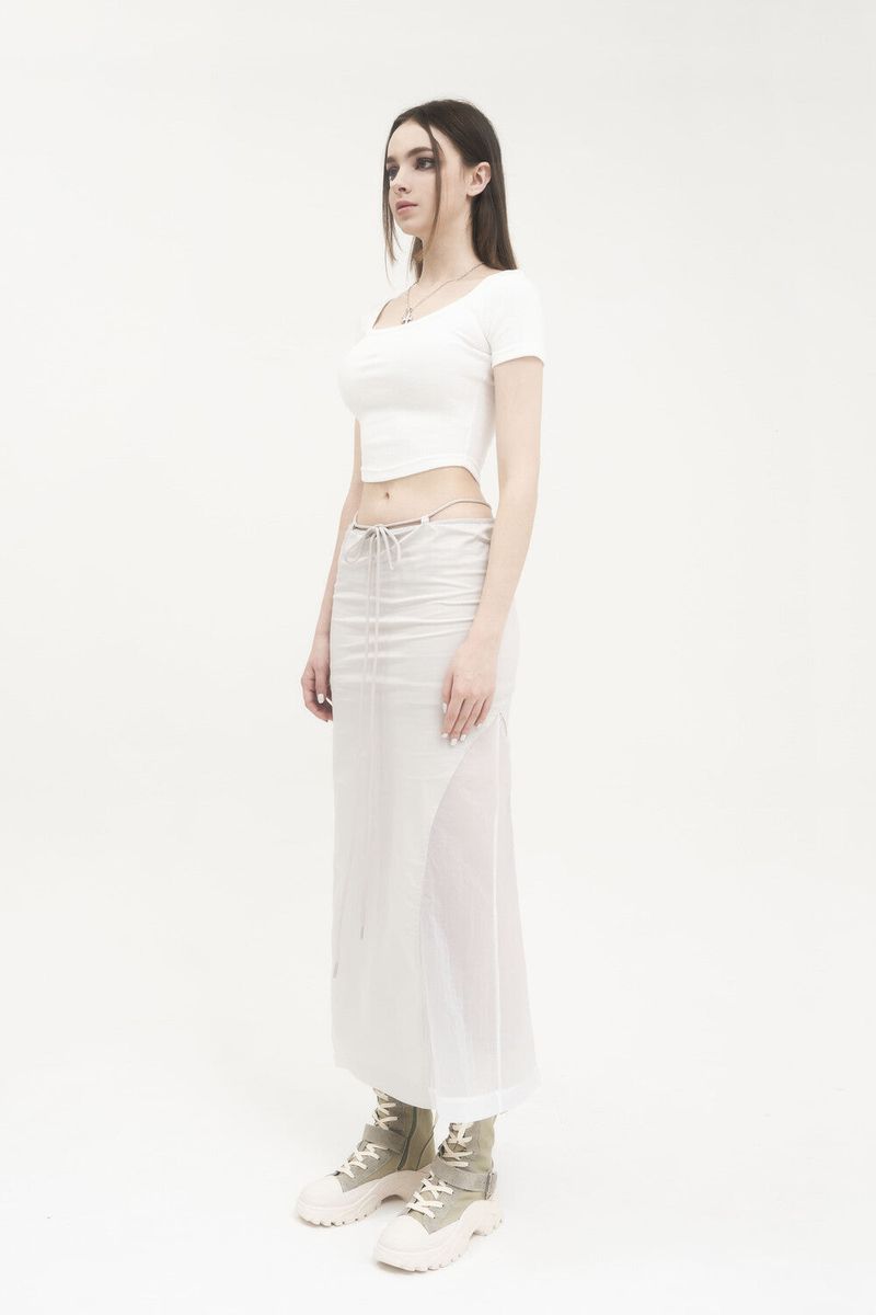  [Seow] Croped logo T-shirts, white
