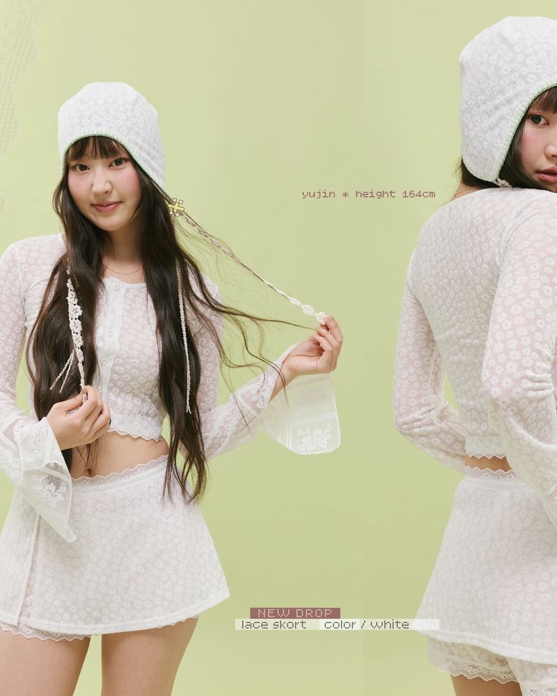 Lace skort white