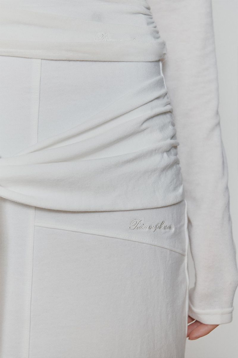 TIED LONG SKIRT white