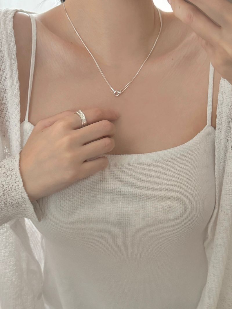 [Silver 925] two-line double ring necklace / Daily simple point
