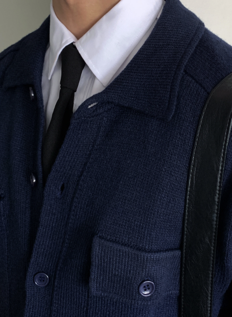 Flap Pocket Collar Knit Cardigan