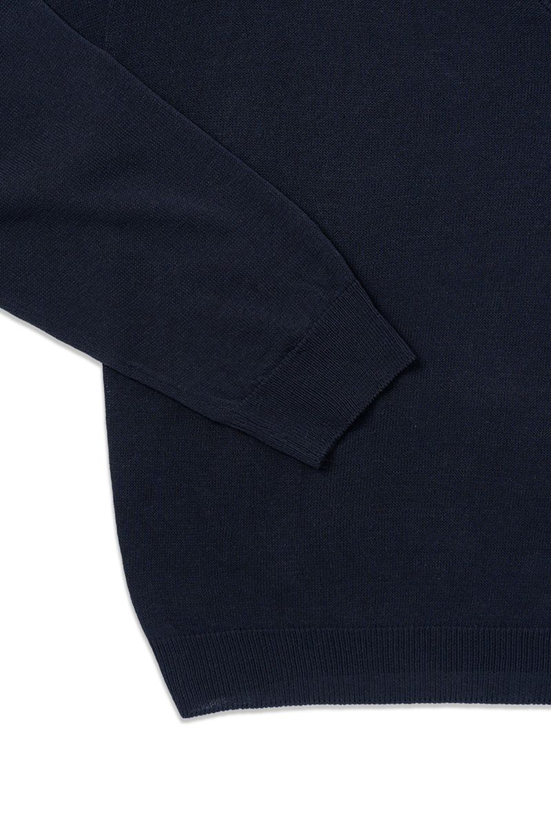 Button v-neck knit_navy