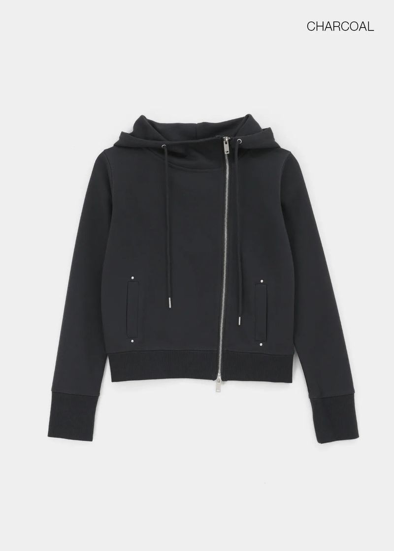 [MADE] Saniang Asymmetrical Rivet Zip-up Hoodie