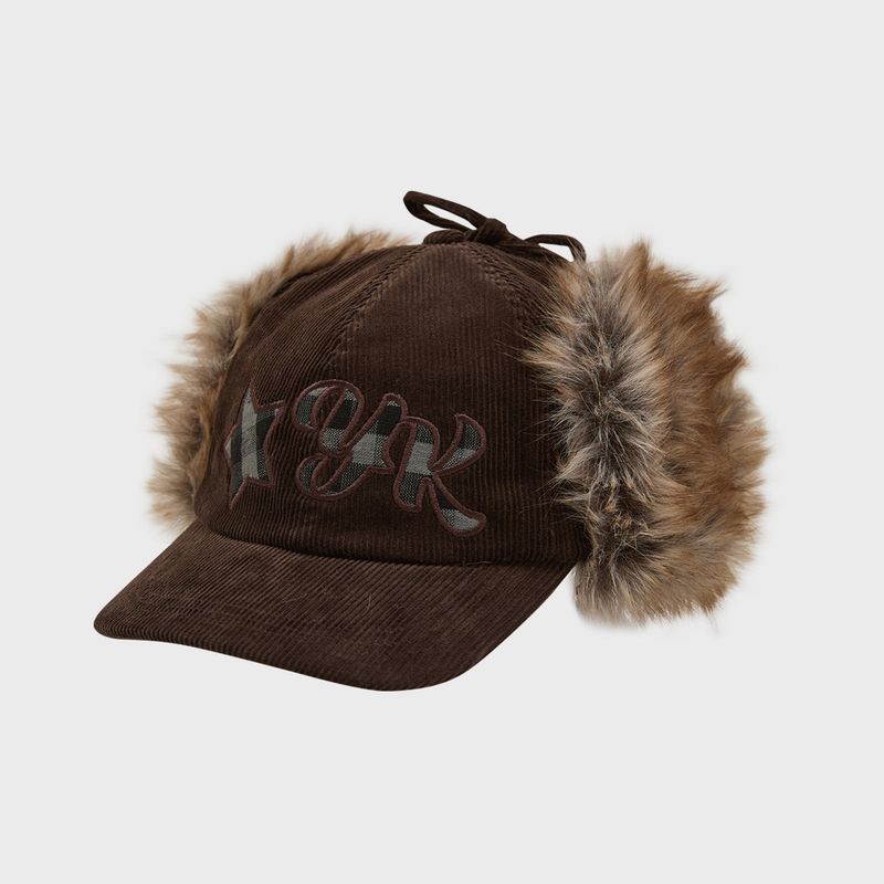 Corduroy Check Applique Trooper Cap