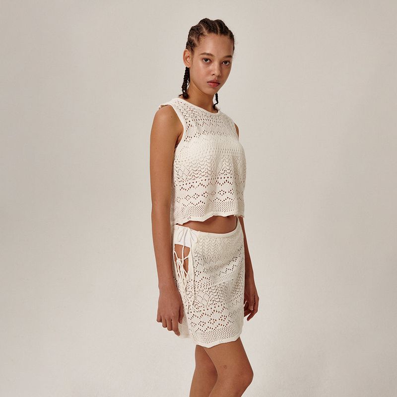 Tiki Knitted Sleeveless White