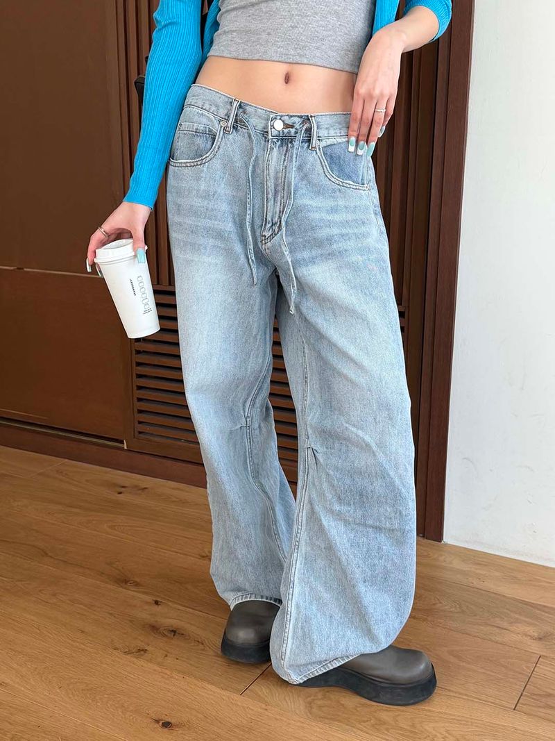 Basic strap denim pants(3color)