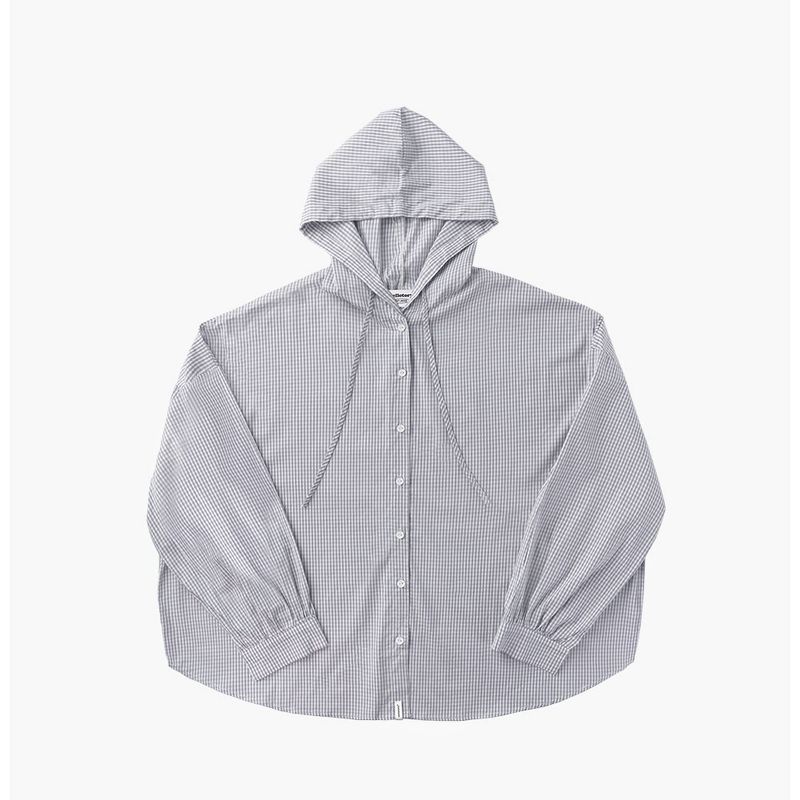 mellotory(メロートリー)の「CHECK HOOD SHIRT (LIGHT GRAY)(Tops)」