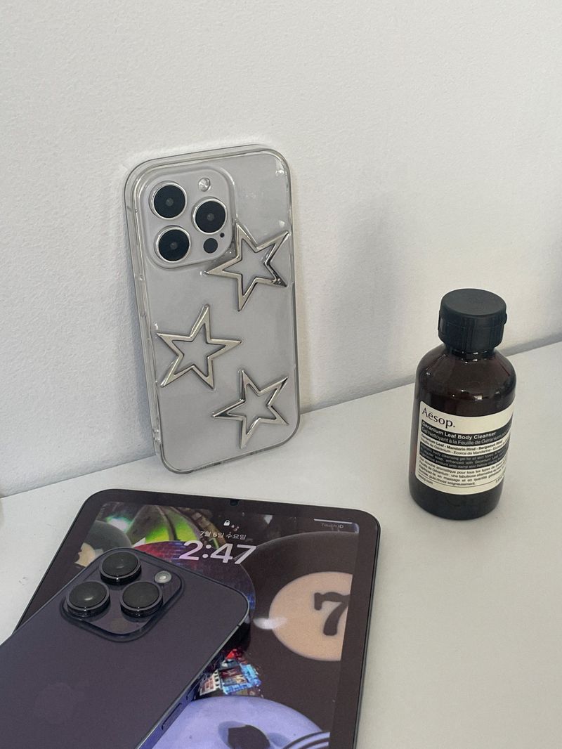 [made] Big Silver Star Resin Phone Case