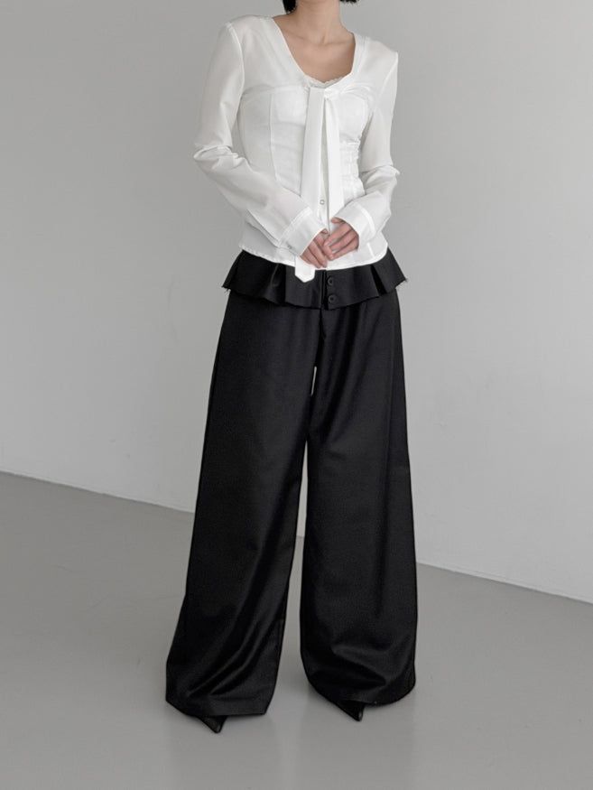 Ella Button Flare Skirt Pants