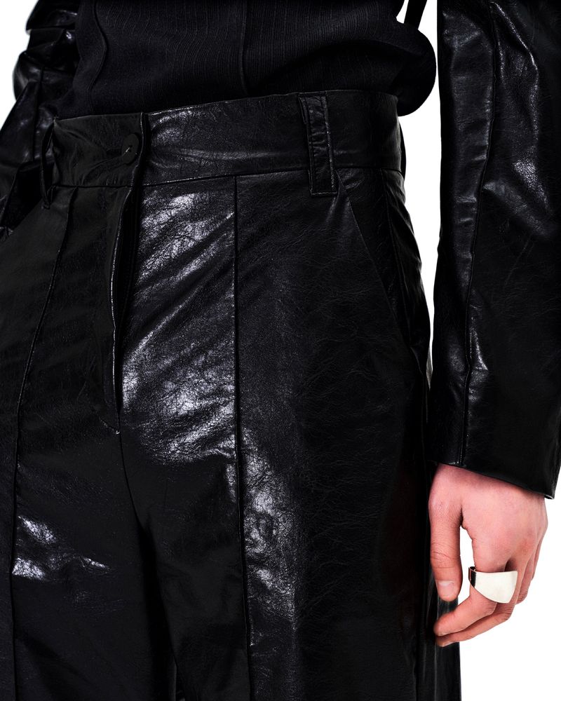 OUBLE PIN-TUCK LEATHER PANTS