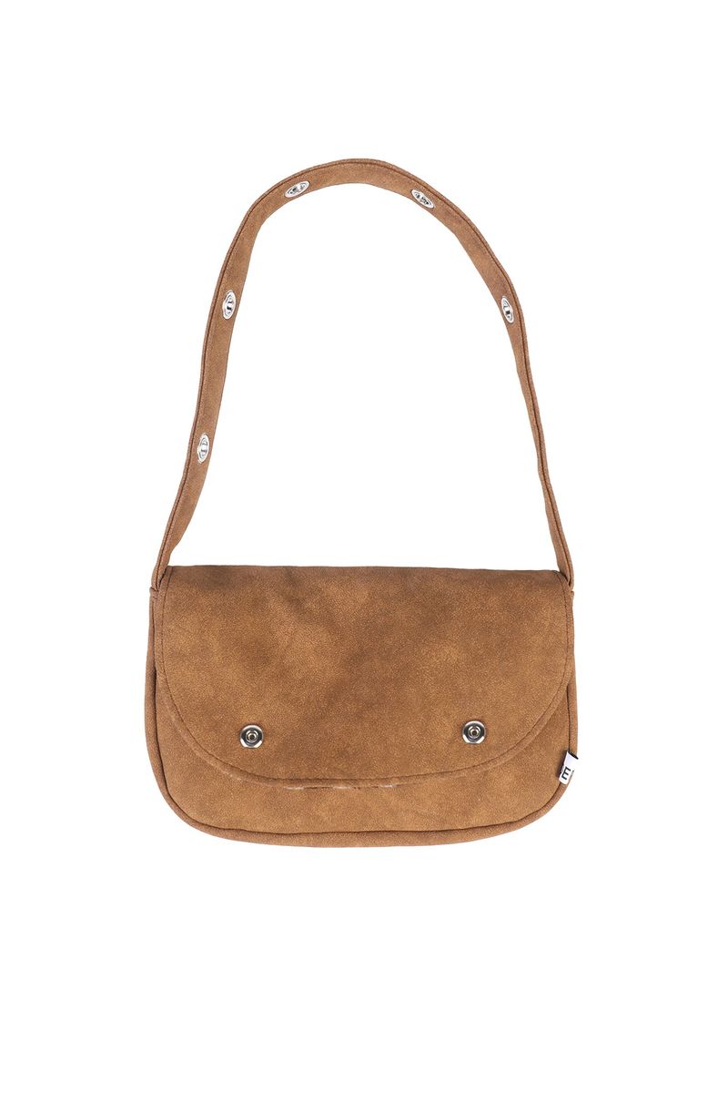 EYELET FUR MINI BAG - CAMEL
