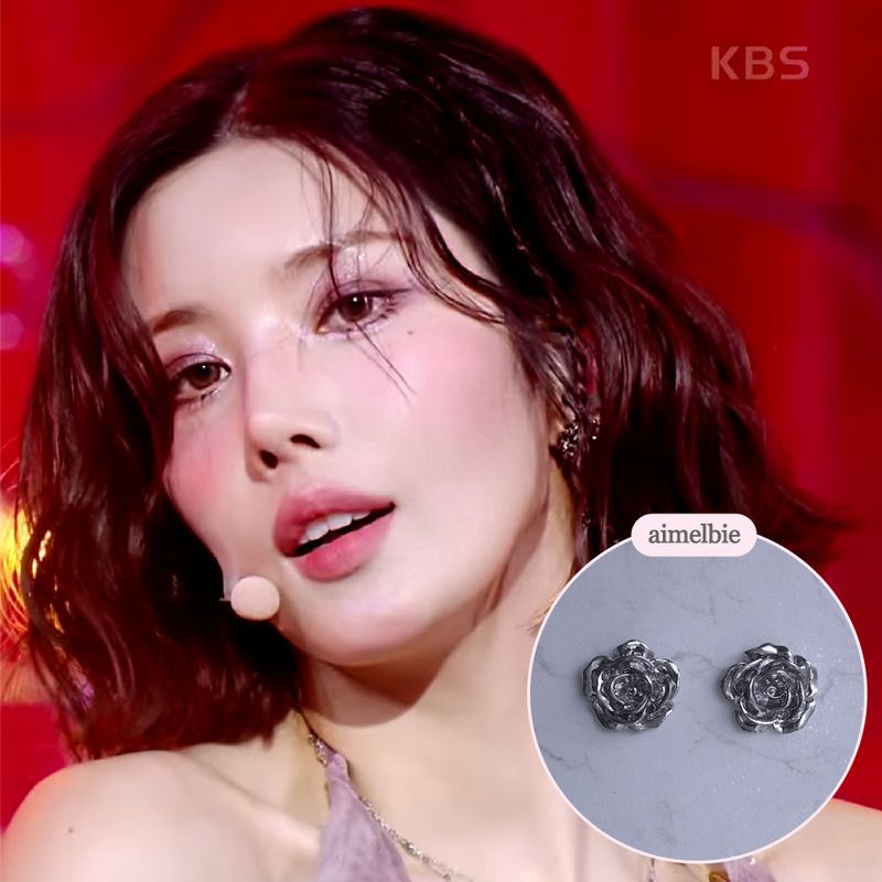 [IVE Yujin Piercing] Metal Rose Piercing - Silver Color